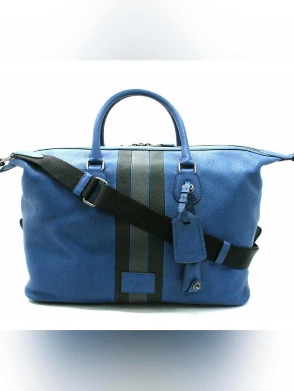 Coach Varsity Stripe Explorer Bag In Pebbled Leather -Blue - Picture 13 of 15